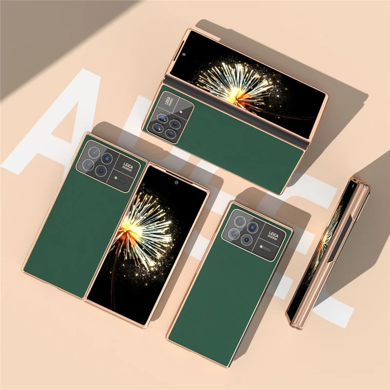 For Xiaomi Mix Fold 3 5G Case Soft-touch Genuine Cow Leather+PC Phone Cover - Green