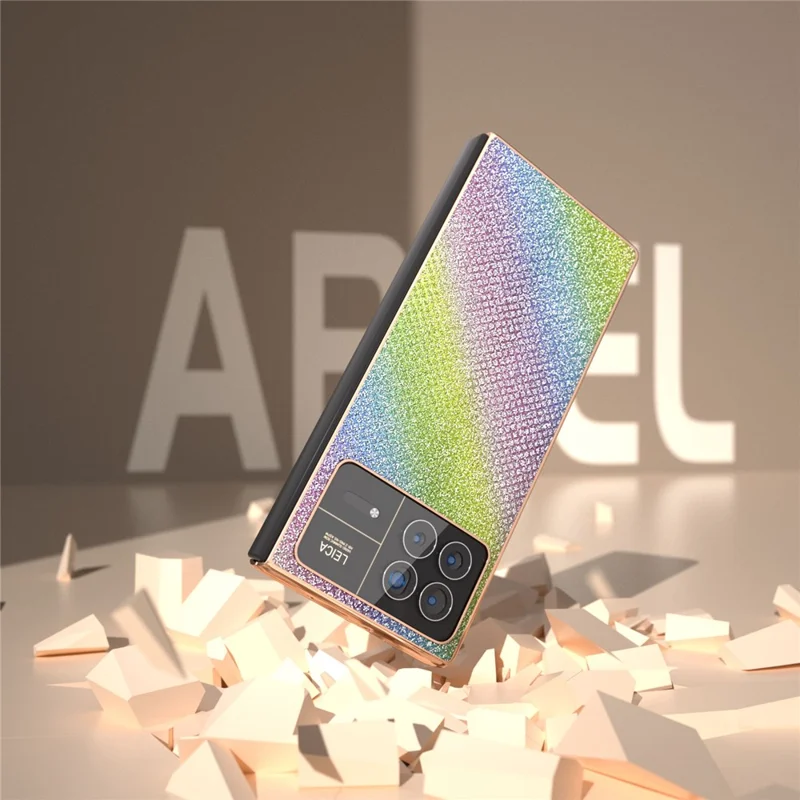For Xiaomi Mix Fold 3 5G Case PU Leather+ PC Rhinestone Texture Back Phone Cover - Multi-color