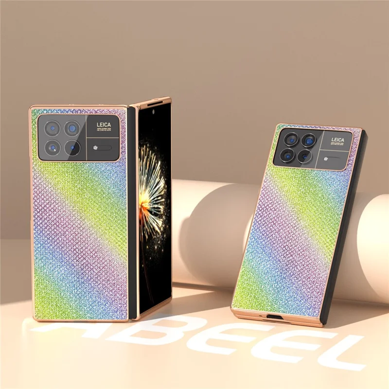 For Xiaomi Mix Fold 3 5G Case PU Leather+ PC Rhinestone Texture Back Phone Cover - Multi-color