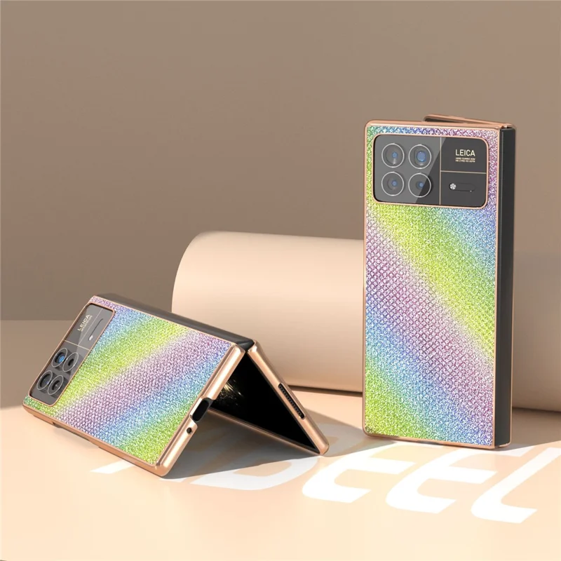 For Xiaomi Mix Fold 3 5G Case PU Leather+ PC Rhinestone Texture Back Phone Cover - Multi-color