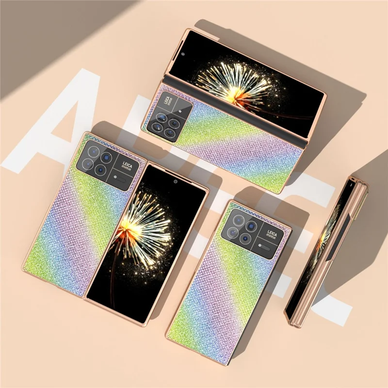 For Xiaomi Mix Fold 3 5G Case PU Leather+ PC Rhinestone Texture Back Phone Cover - Multi-color