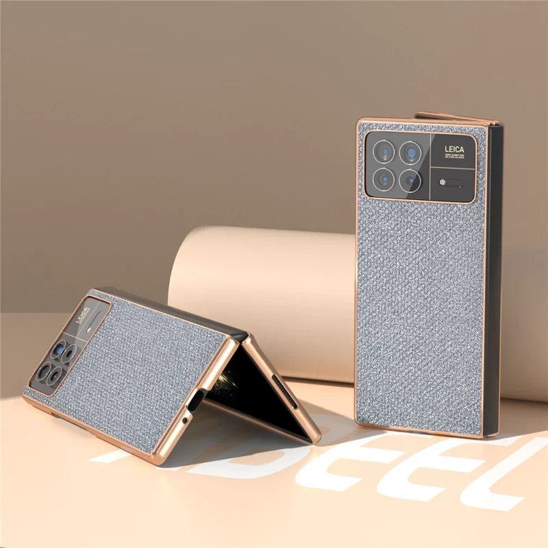 For Xiaomi Mix Fold 3 5G Case PU Leather+ PC Rhinestone Texture Back Phone Cover - Black