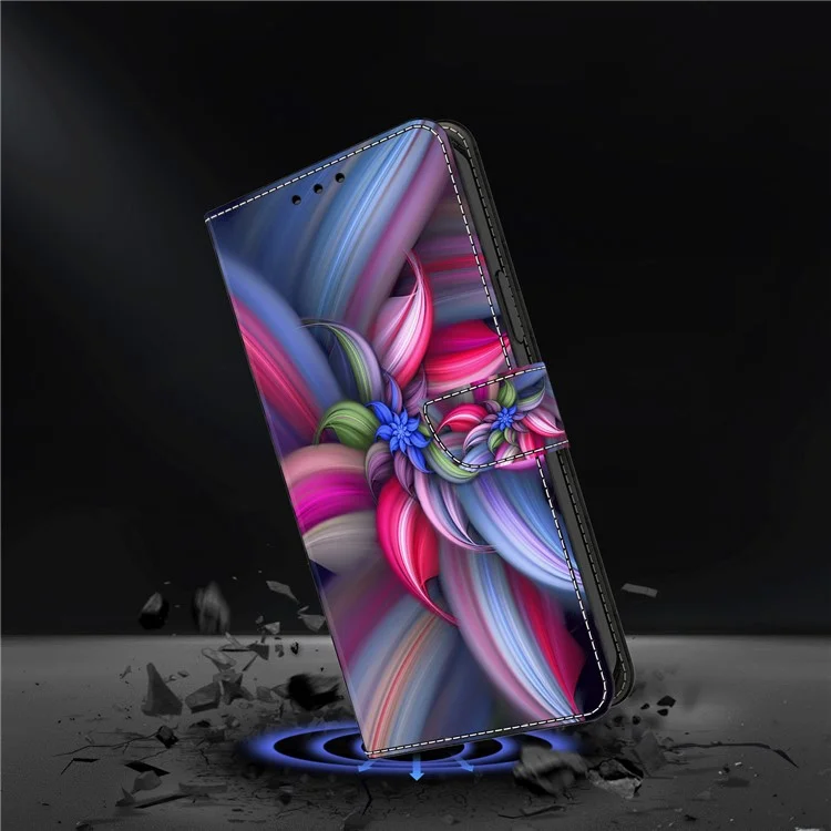 Para Motorola Moto G54 5G Case PU Leather Wallet 3D Pattern Phone Cover - Flores Coloridas