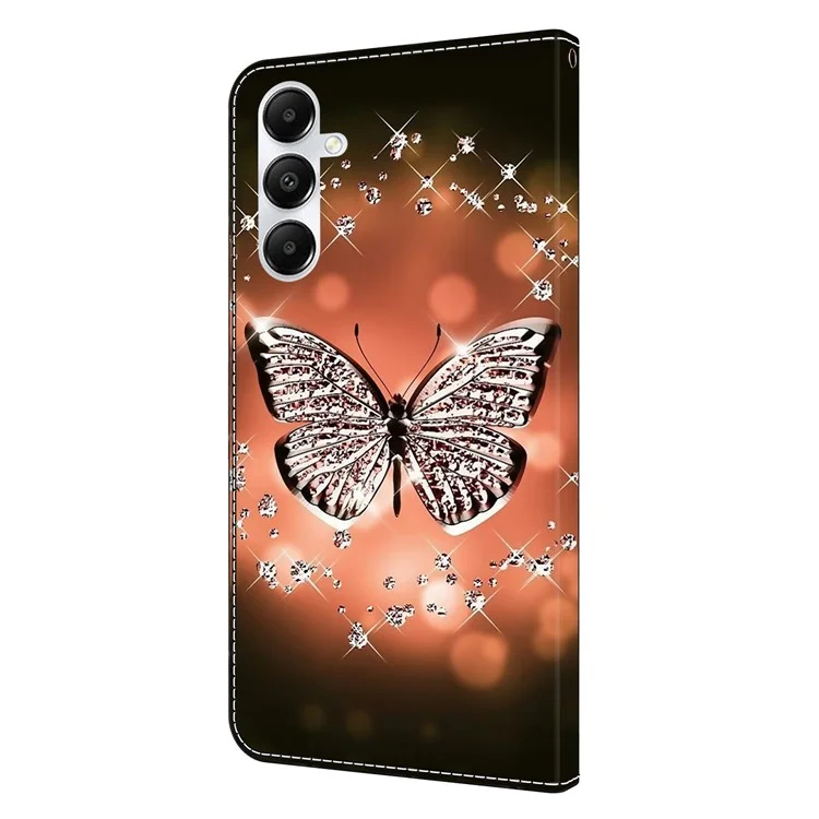 Per Samsung Galaxy A05s 4G Case 3D Pattern PU Leather Stand Flip Phone Cover - Crystal Butterfly