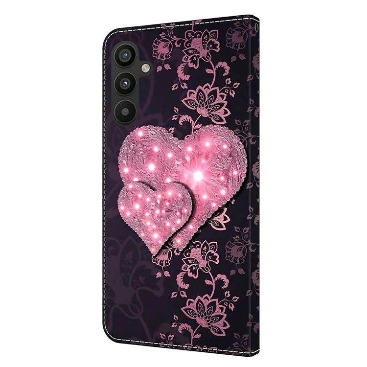 Per Samsung Galaxy A15 4G Custodia 3D Pattern Pelle PU Flip Protective Cover - Cuori in Pizzo