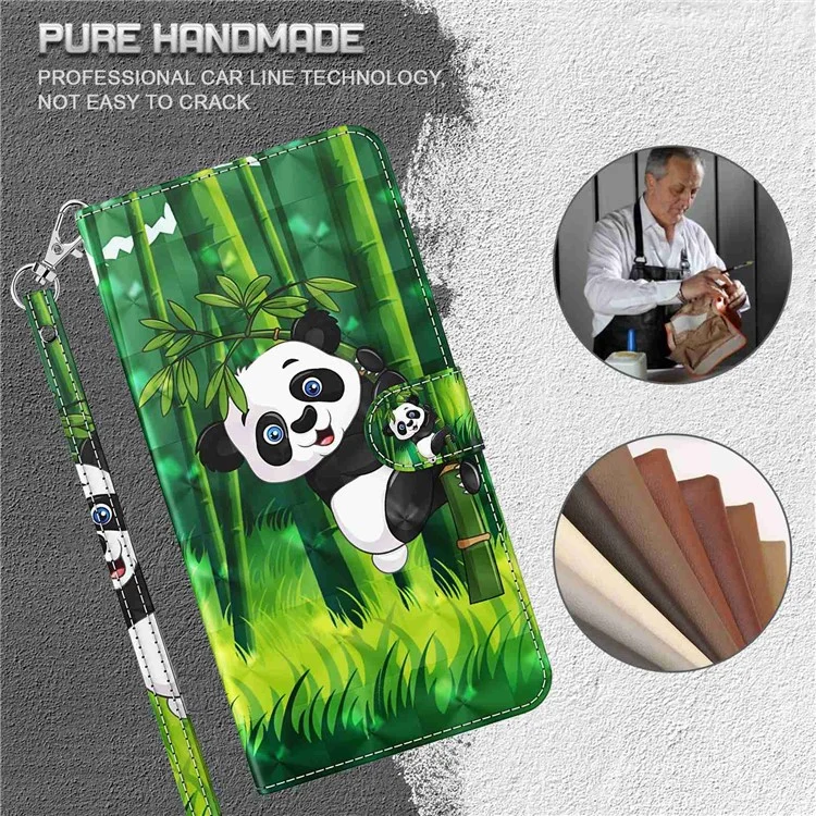 For Samsung Galaxy A05s 4G Case Flip PU Leather 3D Pattern Printing Phone Cover - Panda Climbing