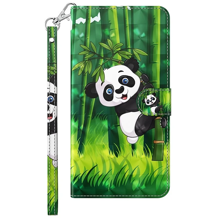 For Samsung Galaxy A05s 4G Case Flip PU Leather 3D Pattern Printing Phone Cover - Panda Climbing