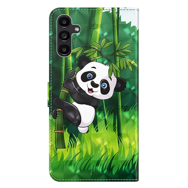 For Samsung Galaxy A05s 4G Case Flip PU Leather 3D Pattern Printing Phone Cover - Panda Climbing