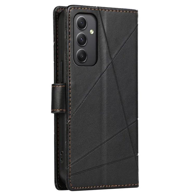 DF-06 Pour Samsung Galaxy M34 5G / F34 5G Étui Lignes Imprimées Couverture de Téléphone en Cuir PU avec Sangle Poignet - Noir