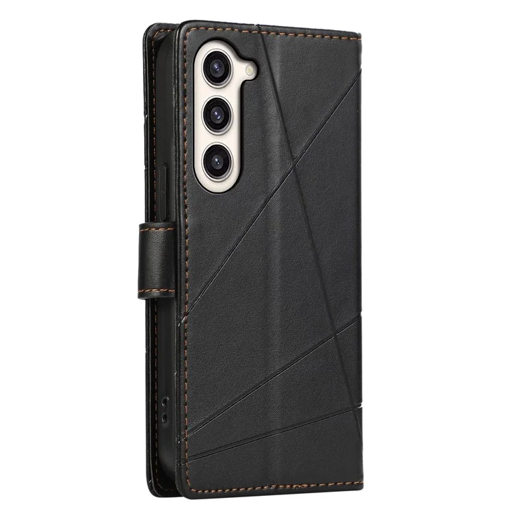 DF-06 For Samsung Galaxy S23 Case Lines Imprinted Folio Flip PU Leather Phone Cover - Чёрный