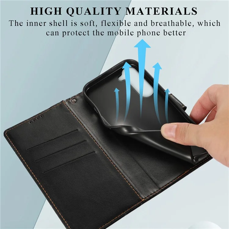 DF-06 For Samsung Galaxy S23 Case Lines Imprinted Folio Flip PU Leather Phone Cover - Чёрный