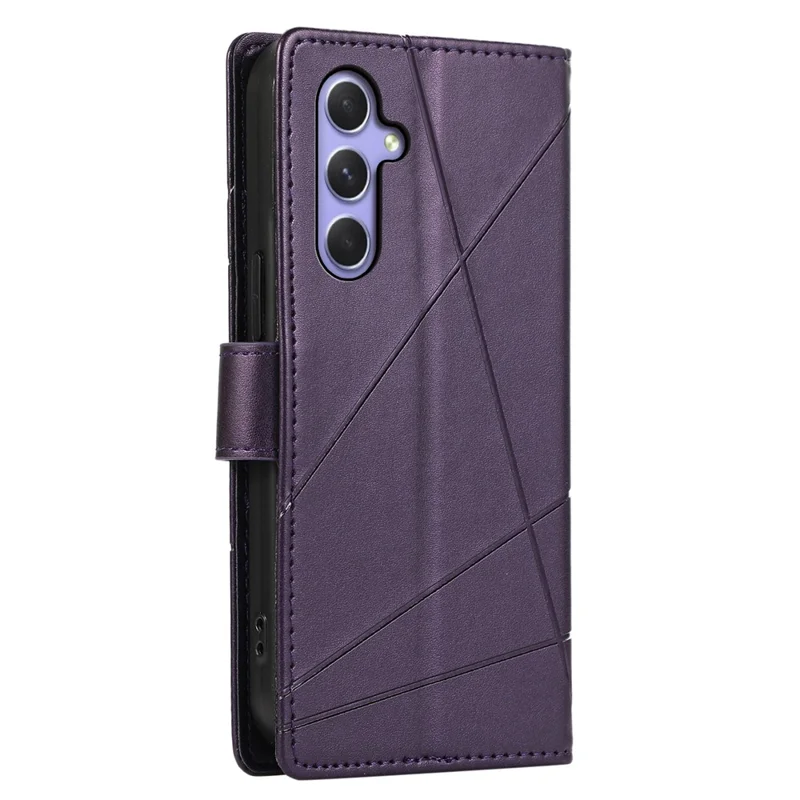 DF-06 For Samsung Galaxy A54 5G Case Lines Imprinted Anti-drop PU Leather Phone Cover - Purple
