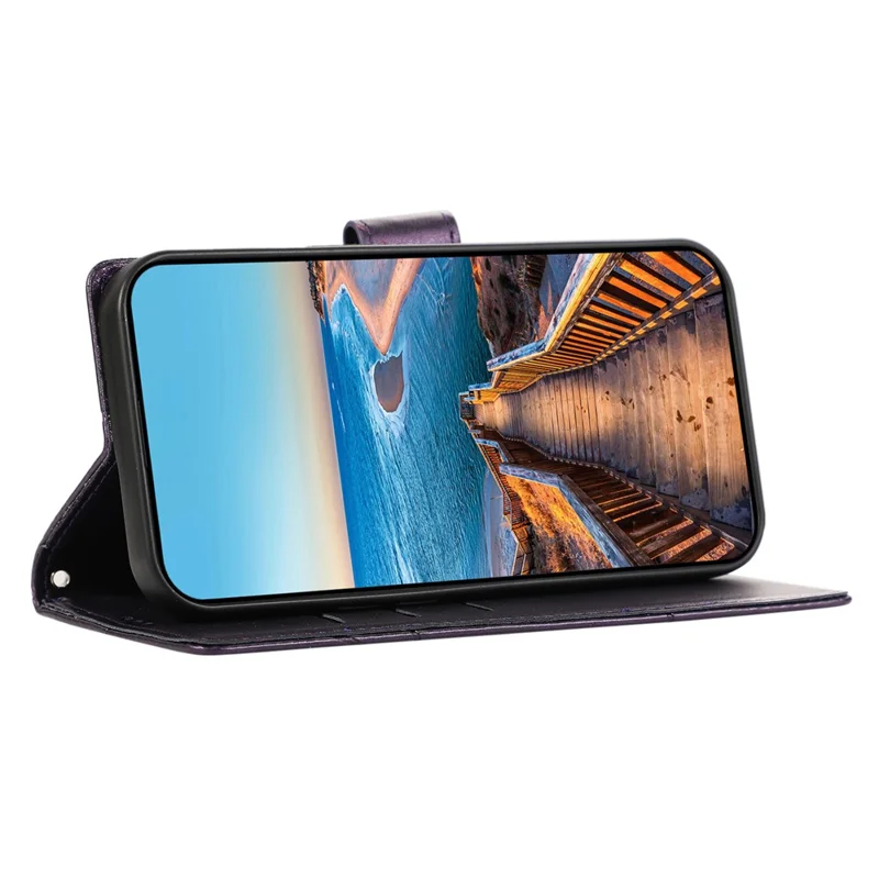 DF-06 For Samsung Galaxy A54 5G Case Lines Imprinted Anti-drop PU Leather Phone Cover - Purple