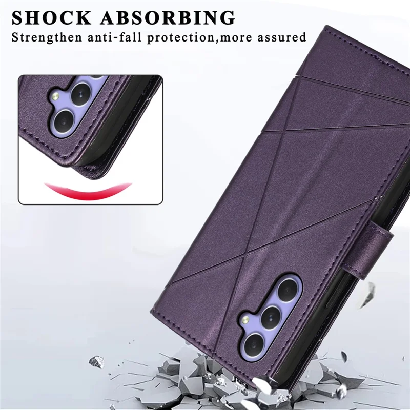 DF-06 For Samsung Galaxy A54 5G Case Lines Imprinted Anti-drop PU Leather Phone Cover - Purple