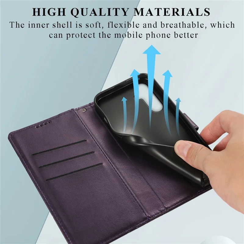 DF-06 For Samsung Galaxy A54 5G Case Lines Imprinted Anti-drop PU Leather Phone Cover - Purple