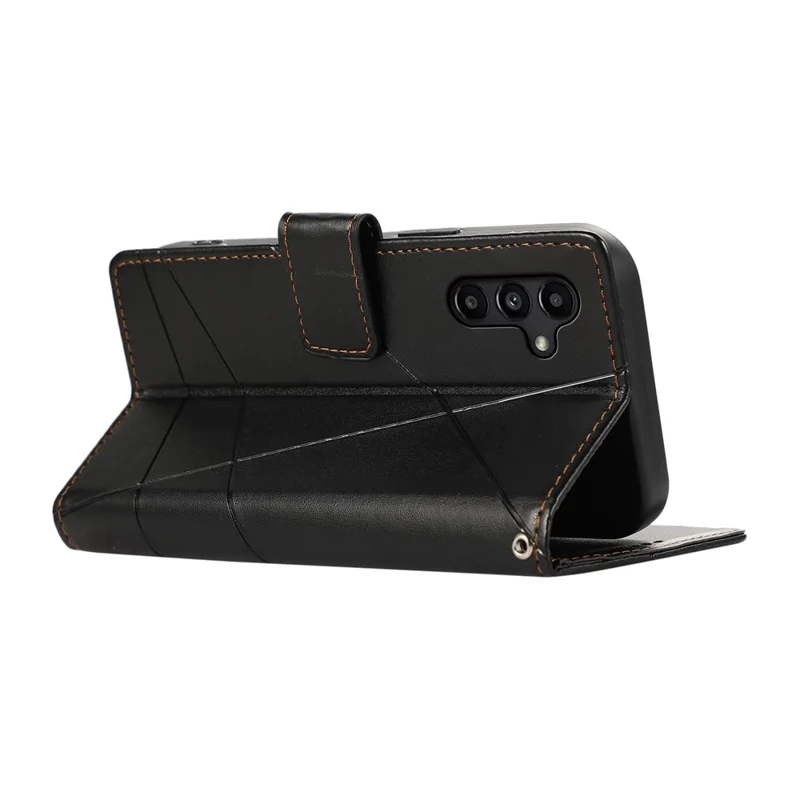 DF-06 Чехол для Samsung Galaxy A15 4G Lines Imprinted PU Leather Phone Cover with Stand - Черный
