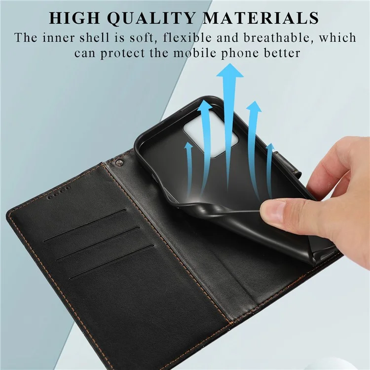 DF-06 Case para Motorola Moto G54 5G Linhas Impressas Proteção Total Capa de Telefone de Couro - Preto