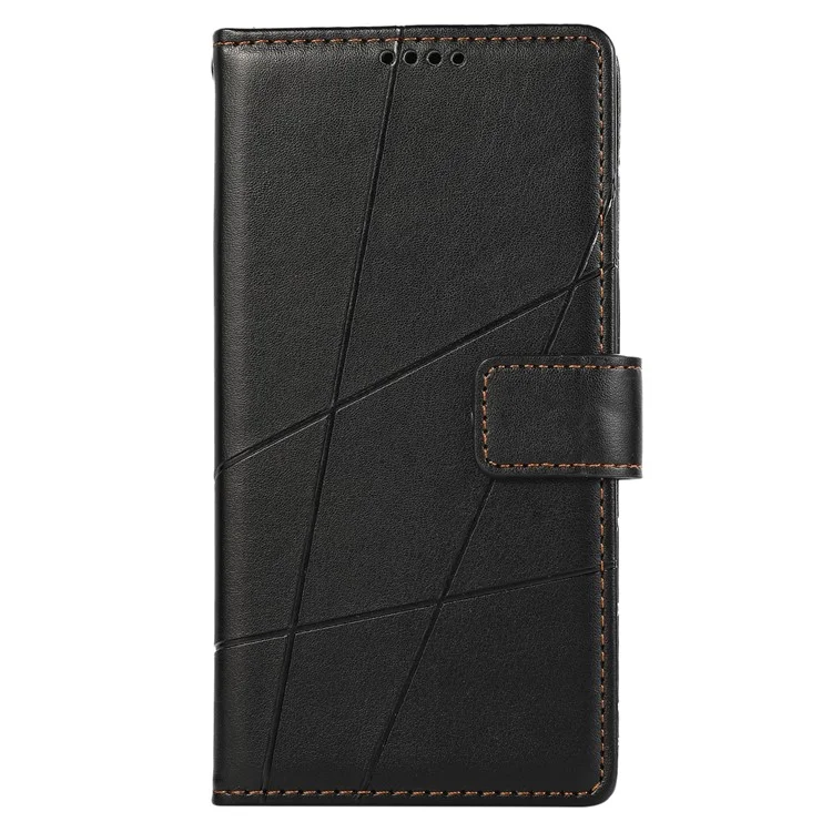 DF-06 Case para Motorola Moto G54 5G Linhas Impressas Proteção Total Capa de Telefone de Couro - Preto