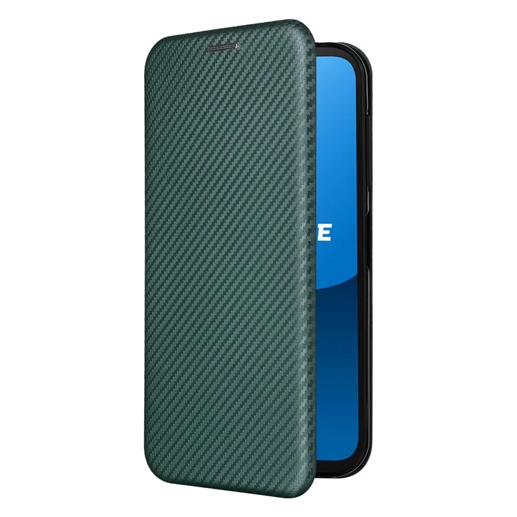 For Fairphone 5 Case Carbon Fiber Texture Phone Cover with Card Holder - Green