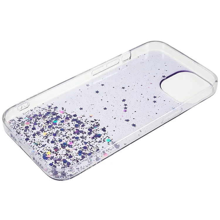 Pour iPhone 15 Plus Case Starry Sky Sparkle Epoxy Soft TPU Phone Cover - Purple