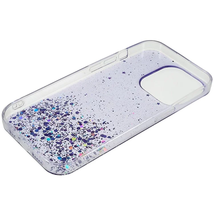 Für iPhone 15 Pro Hülle Sternenhimmel Funkelnder Epoxy Stoßfester TPU Handyhülle - Lila