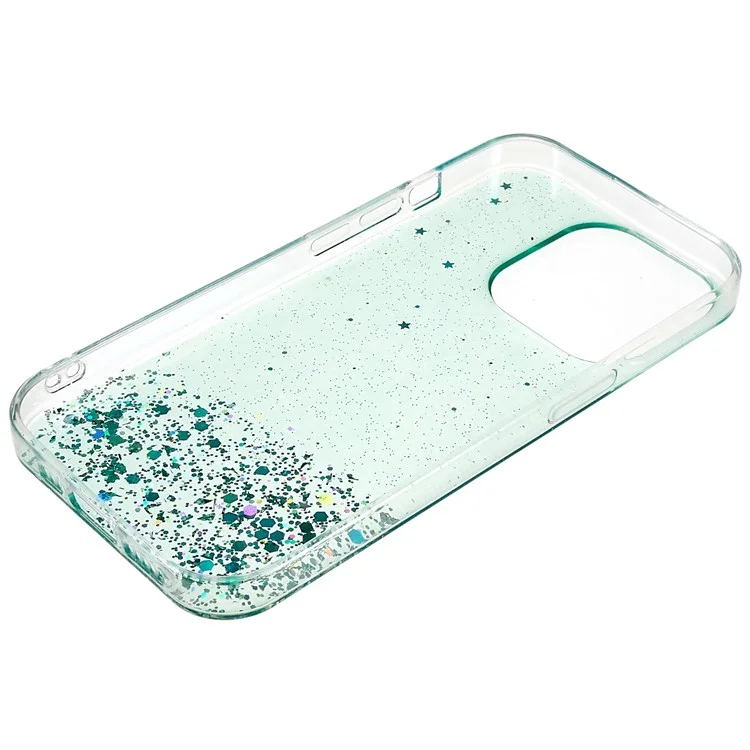 Für iPhone 15 Pro Max TPU-Hülle Starry Sky Sparkle Epoxy Protective Phone Back Cover - Grün