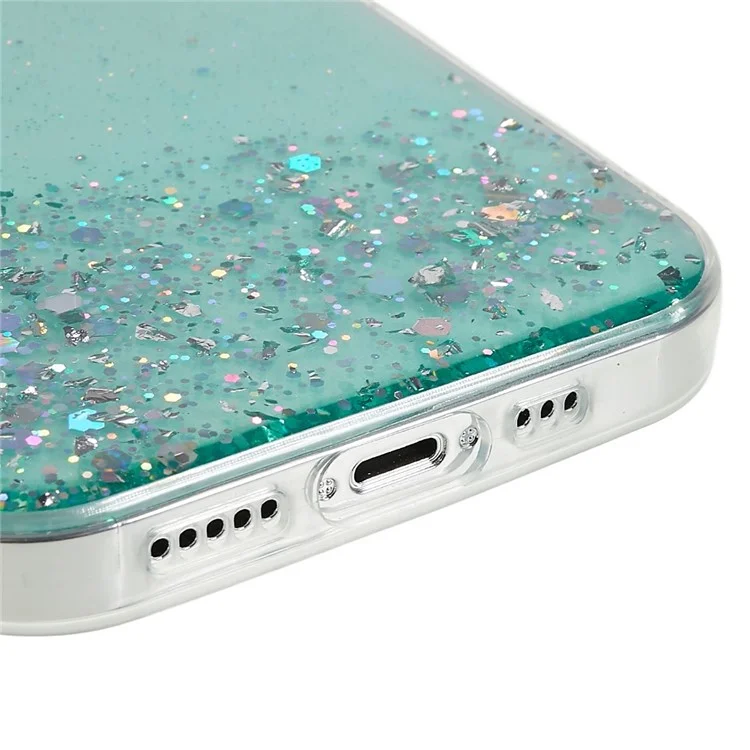 Für iPhone 15 Pro Max TPU-Hülle Starry Sky Sparkle Epoxy Protective Phone Back Cover - Grün