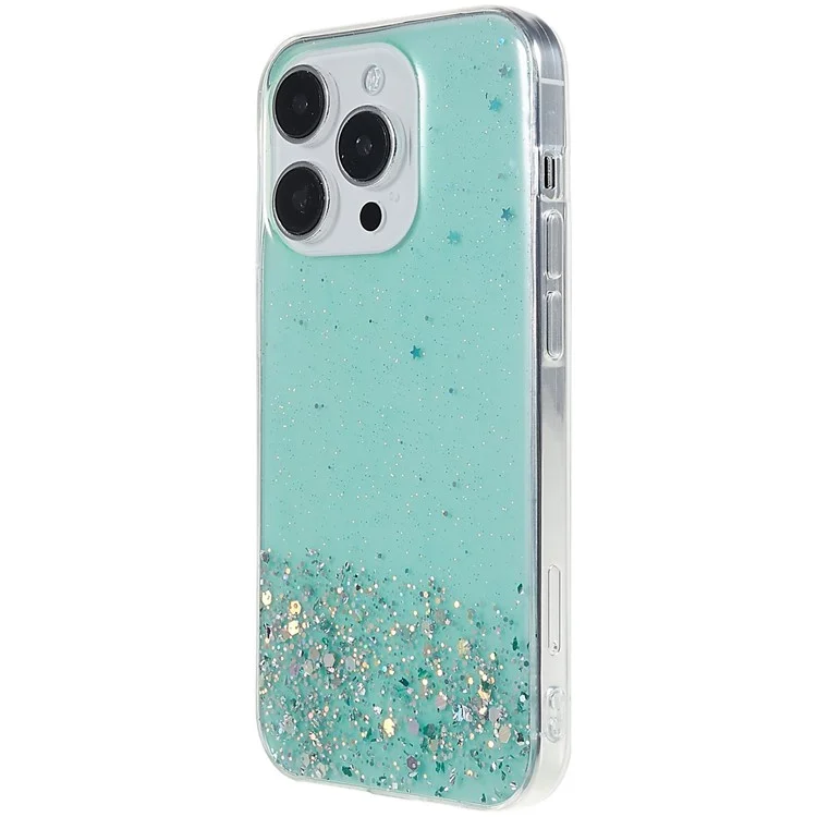 Für iPhone 15 Pro Max TPU-Hülle Starry Sky Sparkle Epoxy Protective Phone Back Cover - Grün