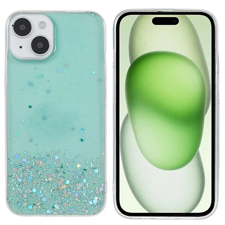 Für iPhone 15 Case Starry Sky Sparkle Epoxy Anti-drop TPU Handy-Cover - Grün