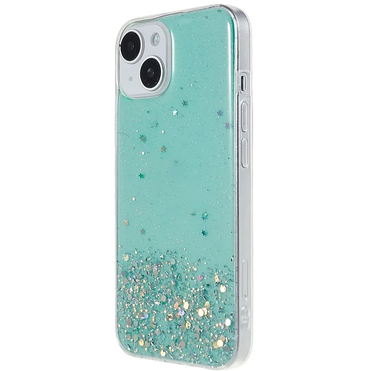 Für iPhone 15 Case Starry Sky Sparkle Epoxy Anti-drop TPU Handy-Cover - Grün