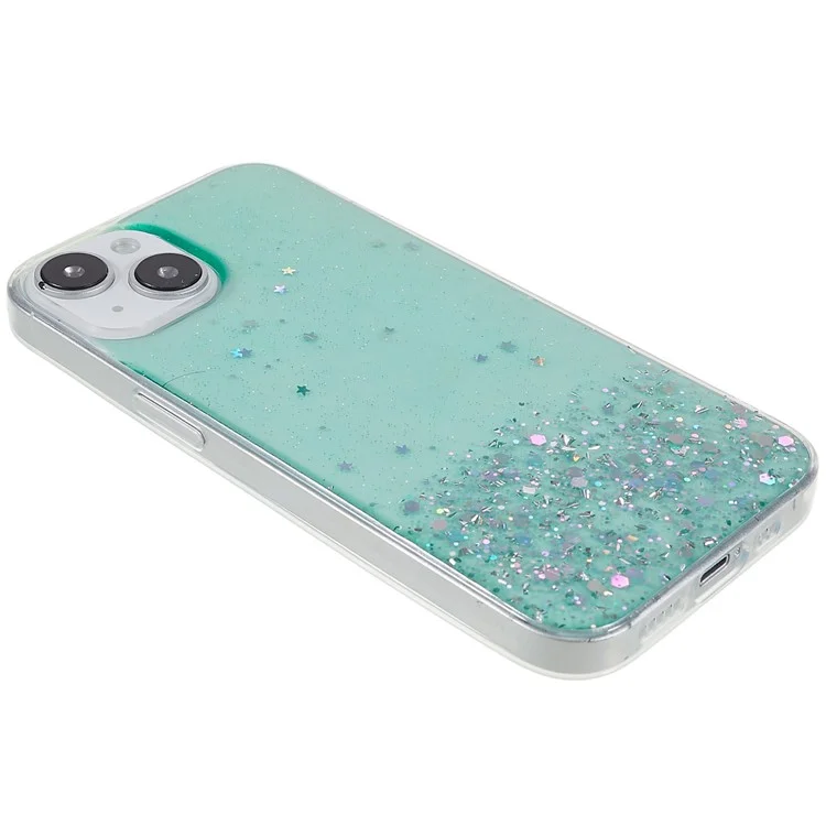 Für iPhone 15 Case Starry Sky Sparkle Epoxy Anti-drop TPU Handy-Cover - Grün