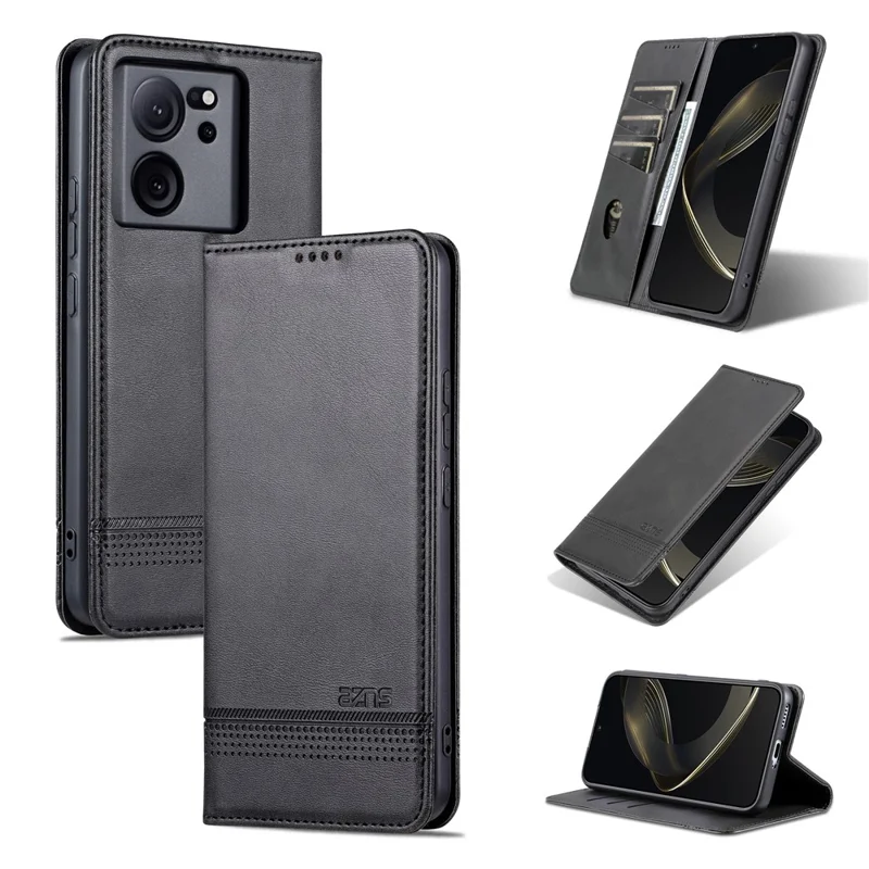 AZNS For Xiaomi 13T / 13T Pro / Redmi K60 Ultra Case Wallet Mobile Phone Cover - Black