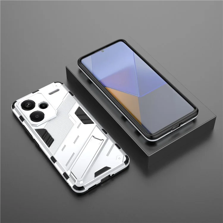 Чехол для Xiaomi Redmi Note 13 Pro+ 5G - белый, противоударный, с подставкой, из ПК+ТПУ