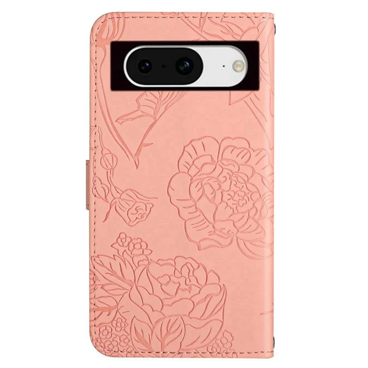 HT03 Für Google Pixel 8a Hülle Lederstand-Smartphone-Brieftasche mit Handschlaufe - Pink