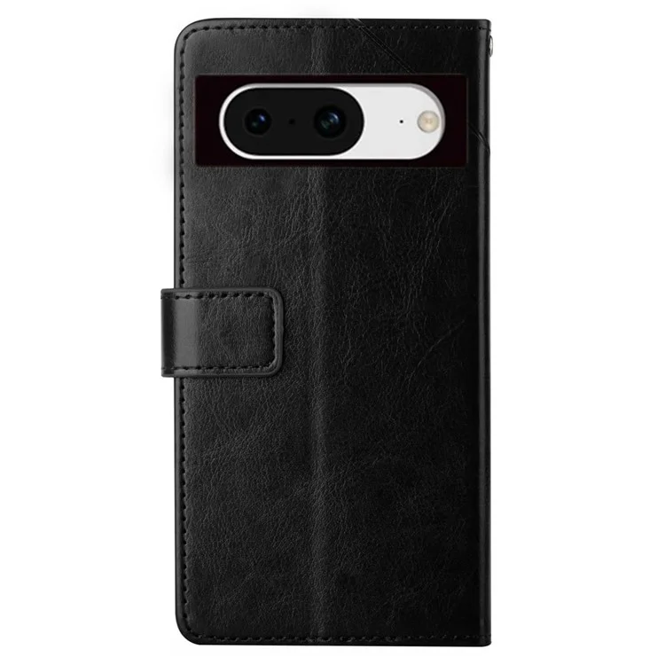 HT01 Custodia per Google Pixel 8a, funzione portafoglio e stampa, cover in pelle - Nero