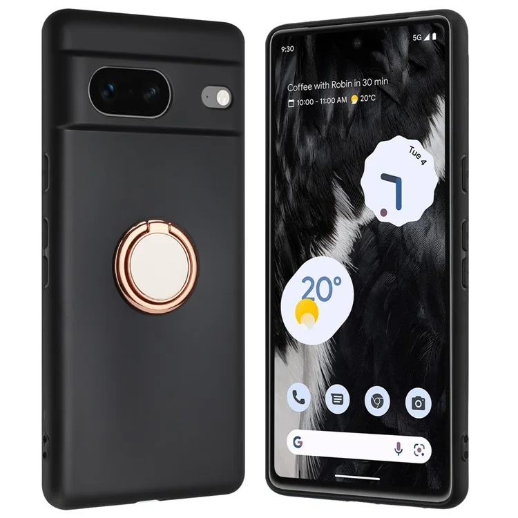 For Google Pixel 8a Case Fall Proof Matte TPU Phone Cover Ring Kickstand Shell - Rose Gold