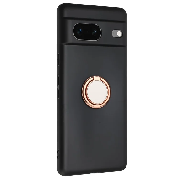 For Google Pixel 8a Case Fall Proof Matte TPU Phone Cover Ring Kickstand Shell - Rose Gold
