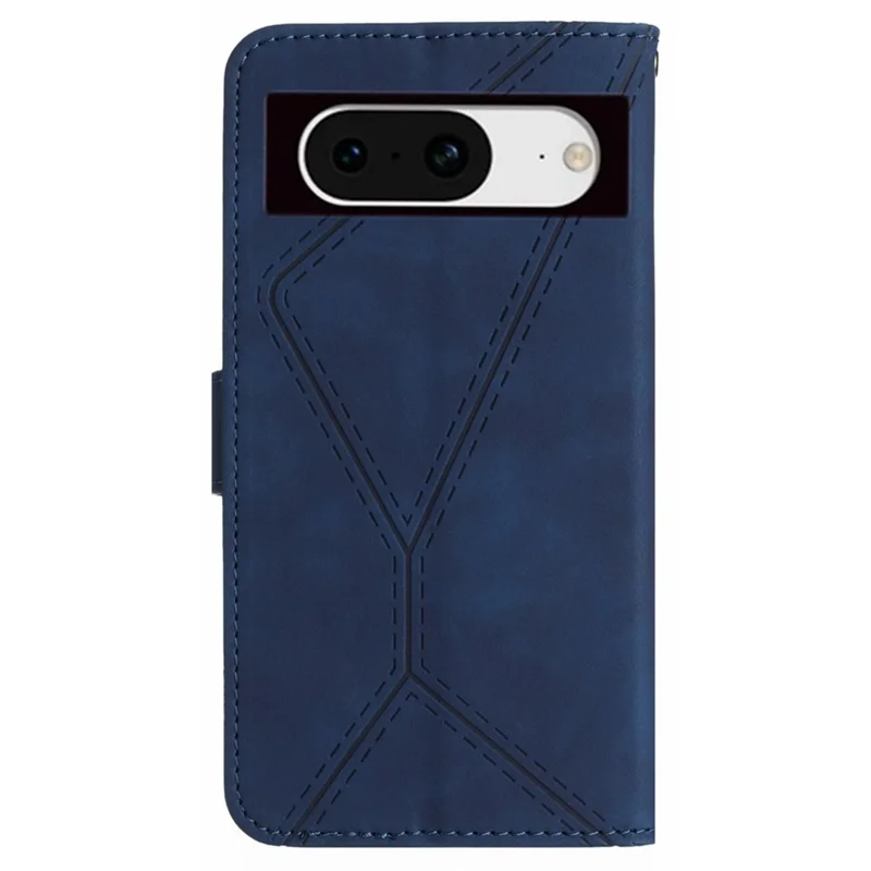 HT05 For Google Pixel 8a Case Imprinted Folio Flip PU Leather Phone Cover - Blue