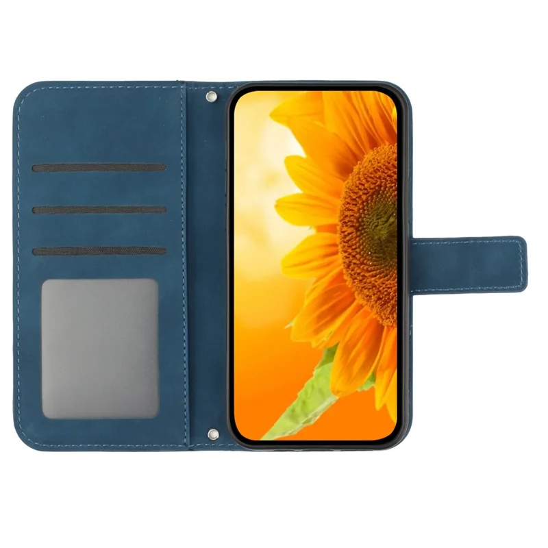 HT04 لسامسونج جالكسي S24 ألترا غطاء بتصميم جلد صناعي مع حزام معصمي - أزرق داكن