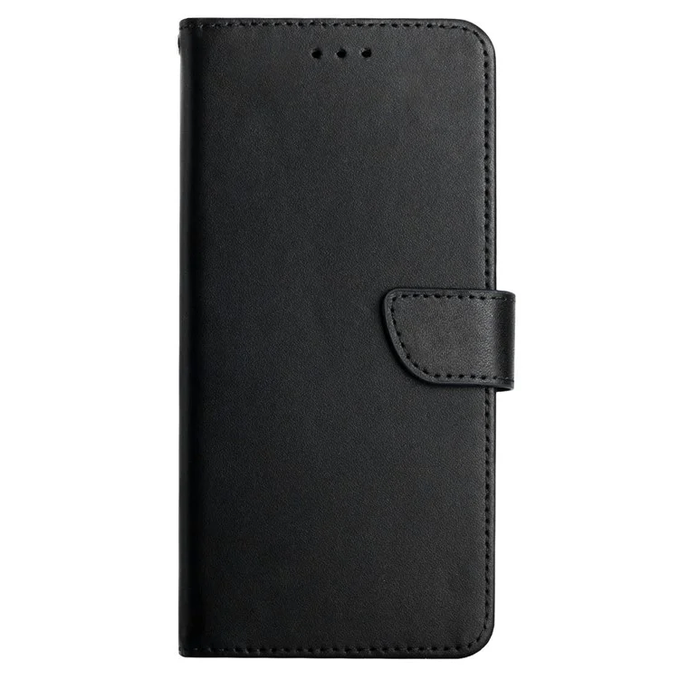 HT02 For Samsung Galaxy S24 Ultra Case Folio Flip Genuine Cow Leather Phone Cover - Black