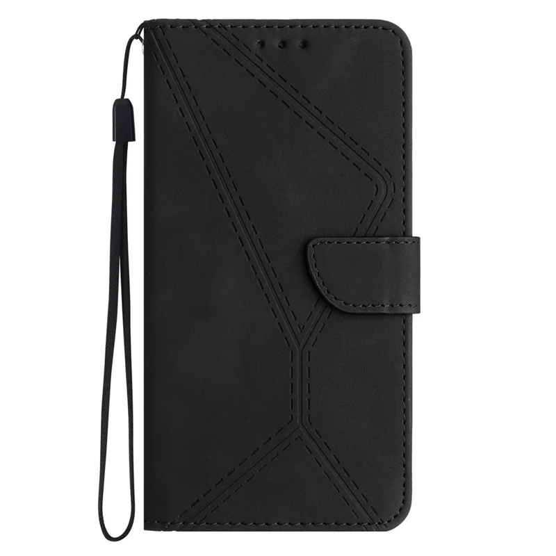 HT05 Für Samsung Galaxy S24 Ultra-Hülle aus geprägtem PU-Leder mit Standfunktion - Schwarz