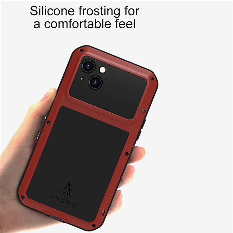 LOVE MEI Für iPhone 15 Plus Hülle Metall+Silikon Cover mit Panzerglas Folie - Gelb