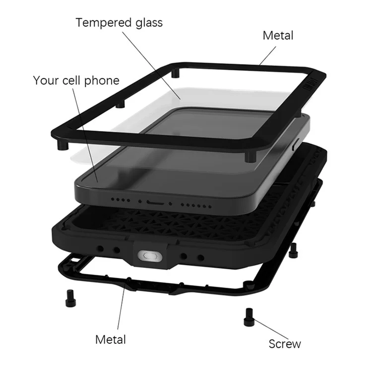 LOVE MEI Für iPhone 15 Plus Hülle Metall+Silikon Cover mit Panzerglas Folie - Gelb