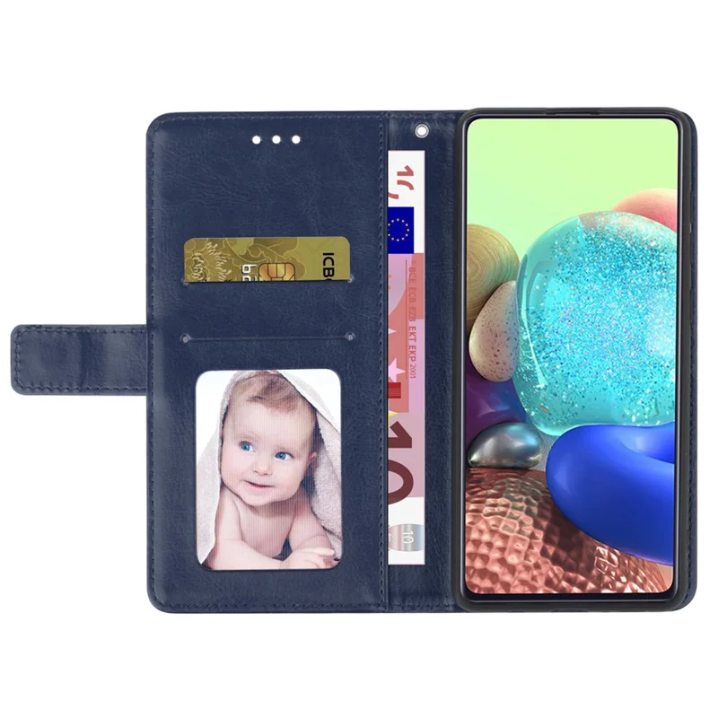For Samsung Galaxy S24+ Case with Wrist Strap Y Shaped Lines Imprint Leather Phone Cover - Blue