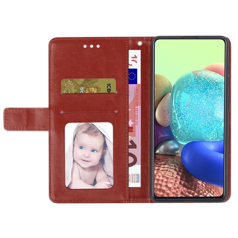 HT01 Per Samsung Galaxy S24 Custodia Flip Stampata Guscio in Pelle Custodia per Telefono - Marrone