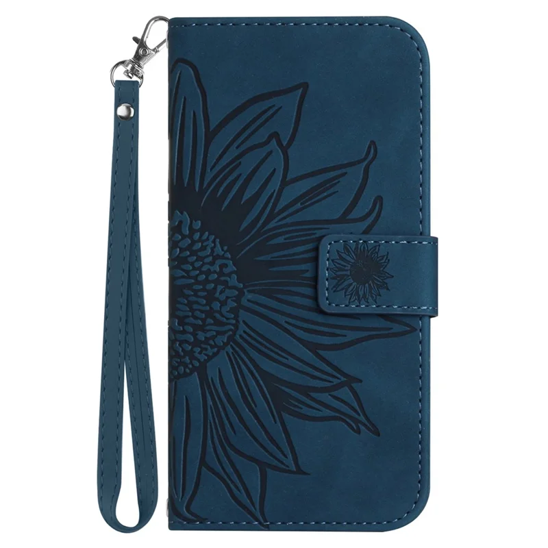 HT04 For Samsung Galaxy S24+ Cover Scratch Resistant PU Leather Phone Case - Dark Blue