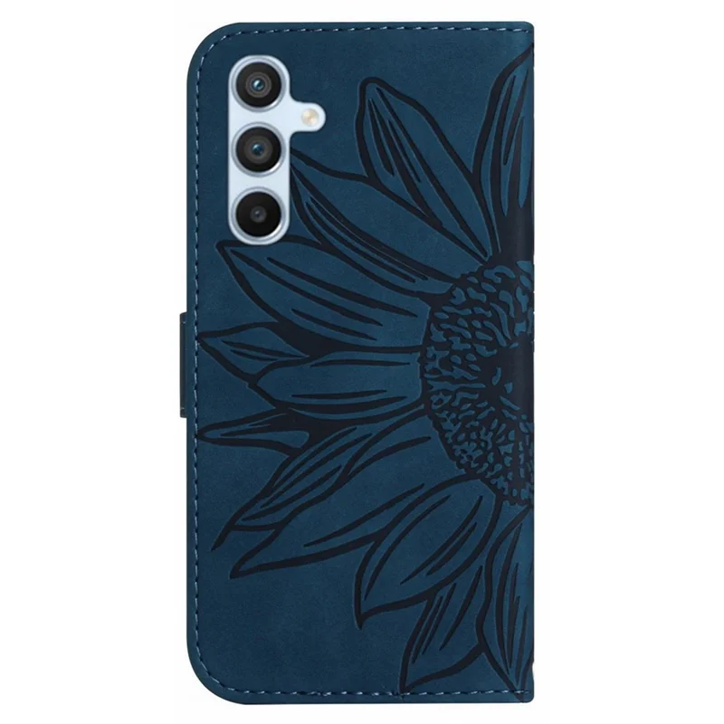 HT04 For Samsung Galaxy S24+ Cover Scratch Resistant PU Leather Phone Case - Dark Blue