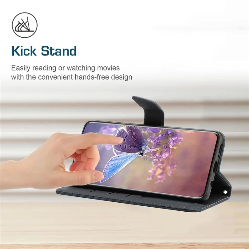 HT03 til Samsung Galaxy S24 Cover PU-læder Blomstertryk Telefonbeskyttelse med håndloe - Sort