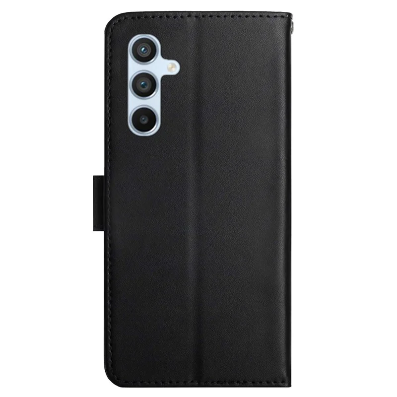 HT02 For Samsung Galaxy A15 4G Case Wallet Genuine Cow Leather Phone Cover - Black