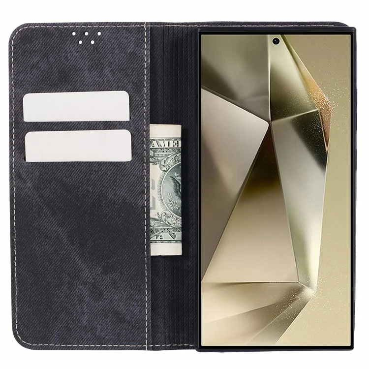 Funda para Samsung Galaxy S24 Ultra, funda delgada para teléfono, funda de cuero PU, carcasa de teléfono - Negro